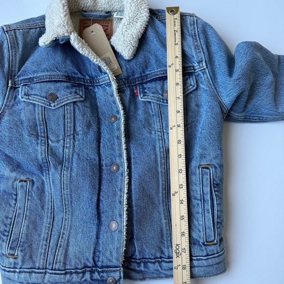 NWT Levi Strauss & Co Denim Blue Jean Sherpa Lined Original Trucker Jacket Small - Picture 9 of 9